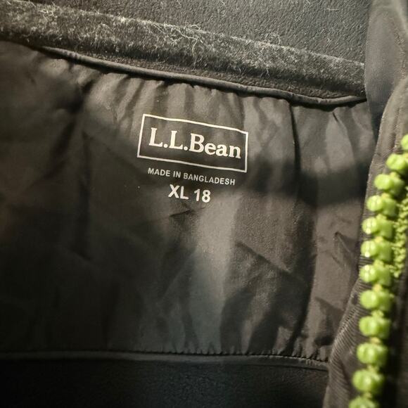 L.L. Bean Kids Youth Insulated Full Zip Ski Jacket Coat Black Green XL 18 - Picture 5 of 6